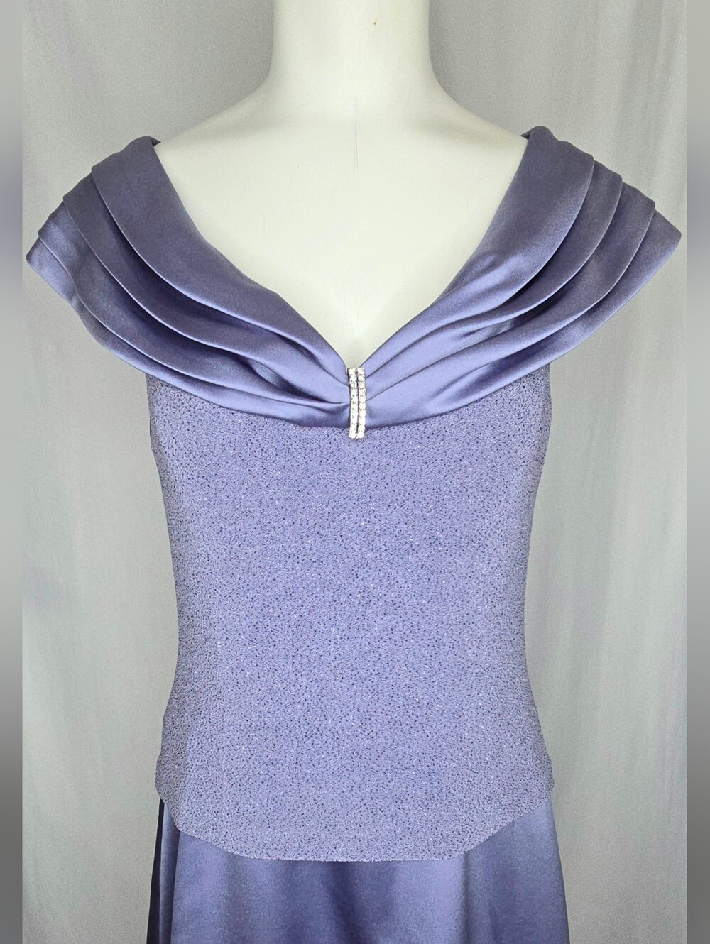 Patra Lilac Off-Shoulder Satin & Glitter Bodice Wedding Guest Bridesmaid Dress10